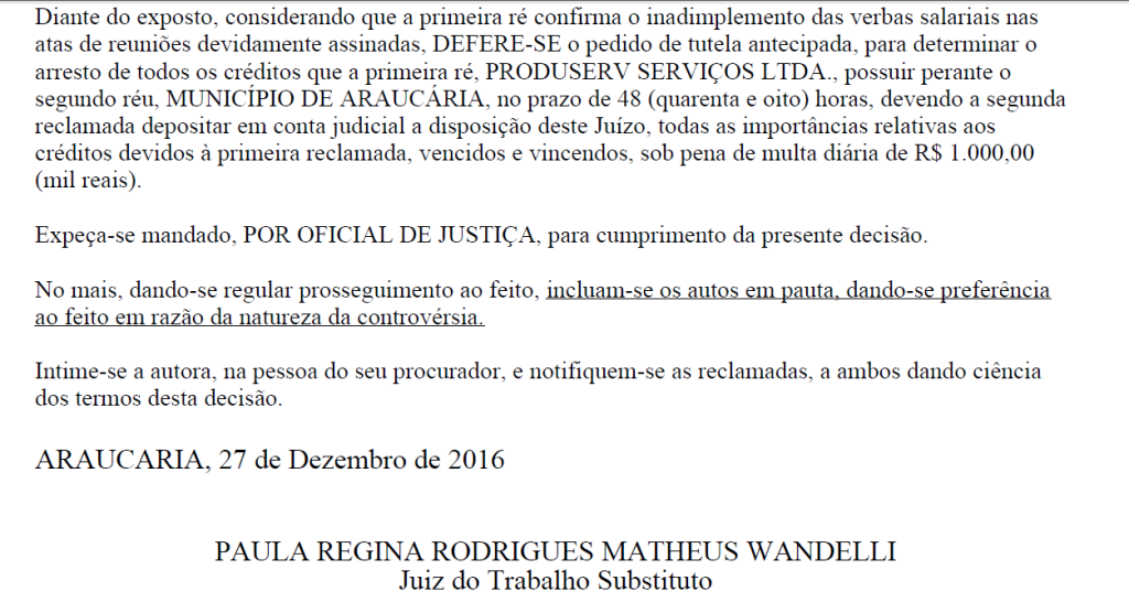 Justiça do Trabalho dá 48 horas para Prefeitura depositar em juízo R$ 3 milhões que deve à terceirizada da limpeza