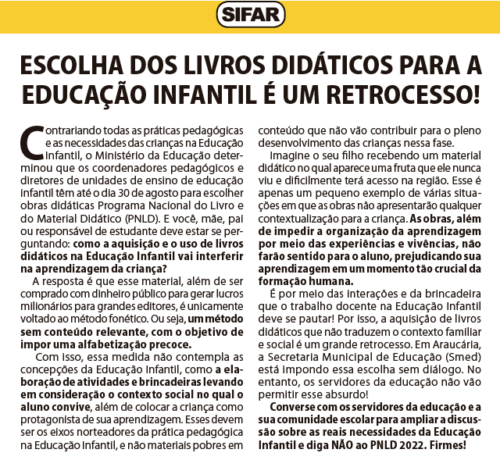 Escolha dos livros didáticos para a educação infantil é um retrocesso!