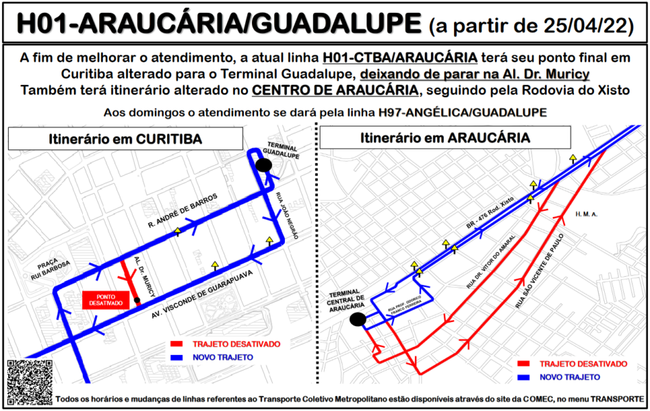 Linha Av. das Araucárias terá ponto final no Guadalupe