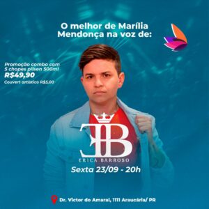Costelaria e Bar Onze&Onze recebe Erica Barroso com as melhores de Marília Mendonça nesta sexta (23)