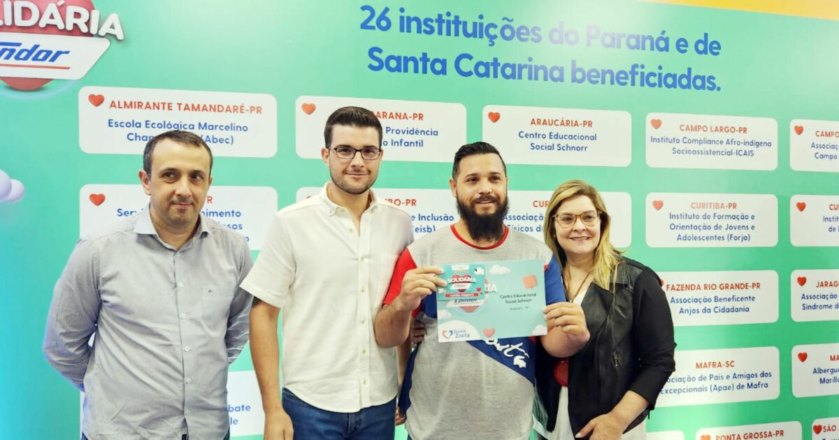 Centro Educacional Social Schnorr de Araucária recebeu doação da Campanha Solidária Condor