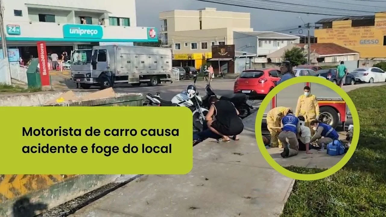 Motorista de carro causa acidente e foge do local
