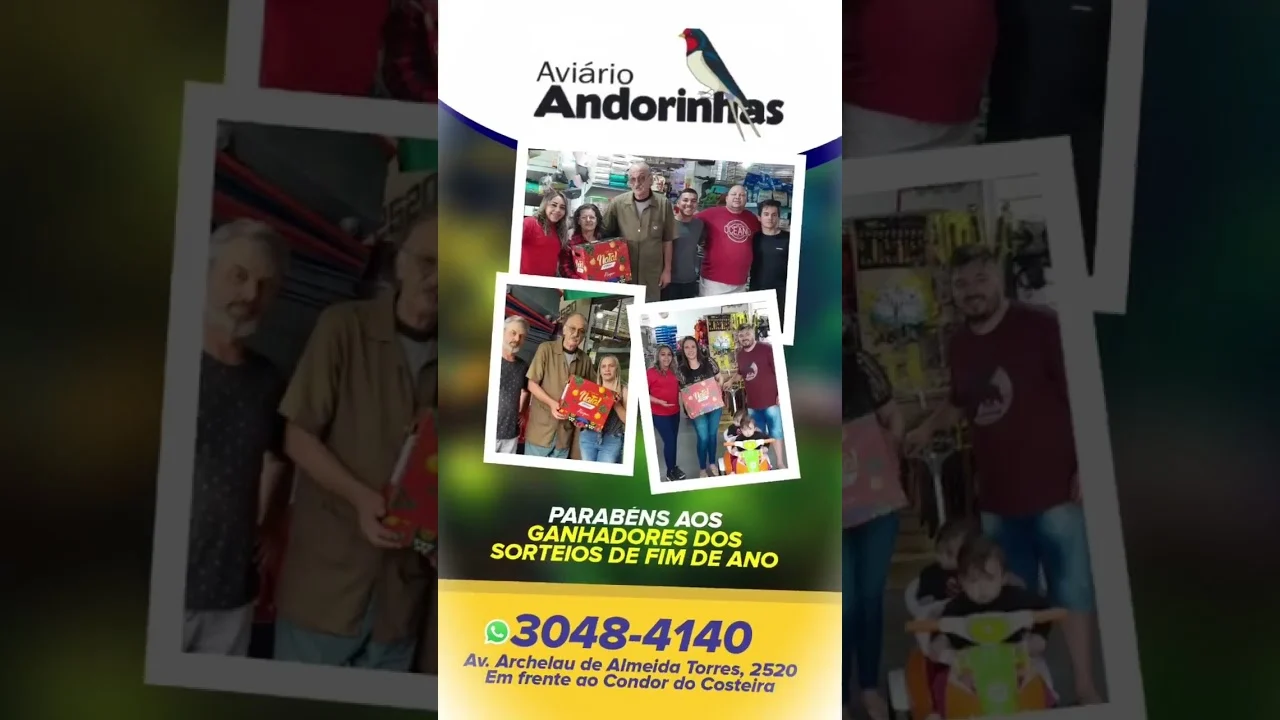 Parabéns aos ganhadores da promoção de Fim de Ano 🎉 O Aviário Andorinhas agradece a participação d