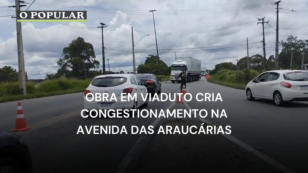 Obra em viaduto cria congestionamento na Avenida das Araucárias