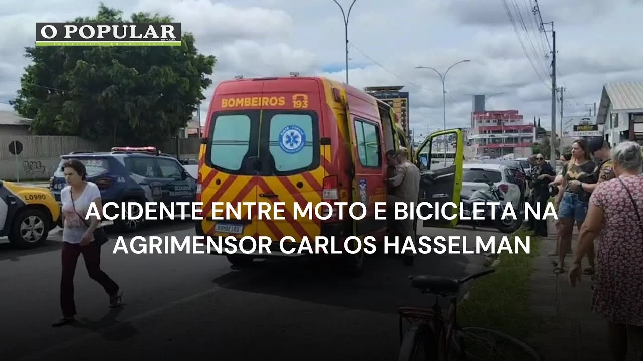 Acidente entre moto e bicicleta na Agrimensor Carlos Hasselman