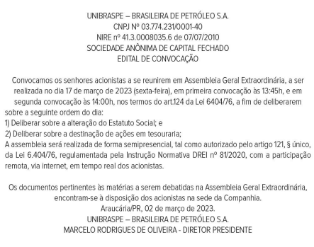 Publicidade Legal: UNIBRASPE