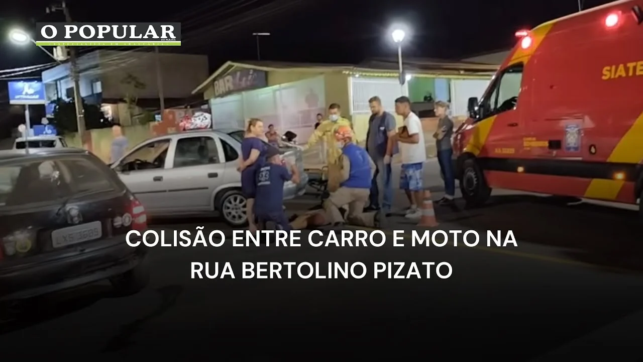 Colisão entre carro e moto na Rua Bertolino Pizato