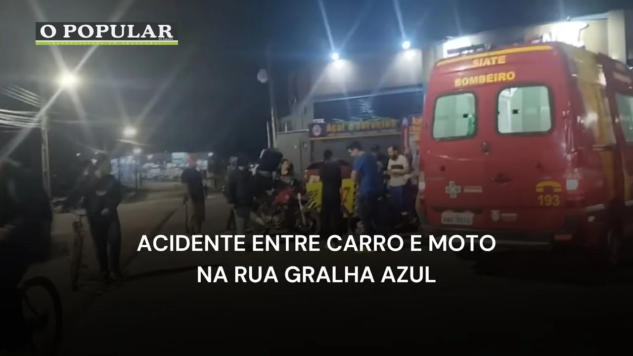 Acidente entre carro e moto na rua Gralha Azul