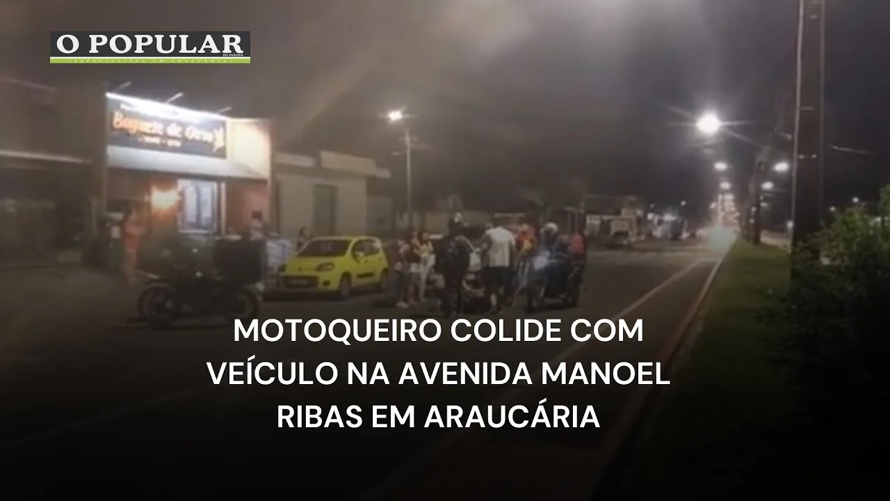 Motoqueiro colide com veículo na Avenida Manoel Ribas em Araucária