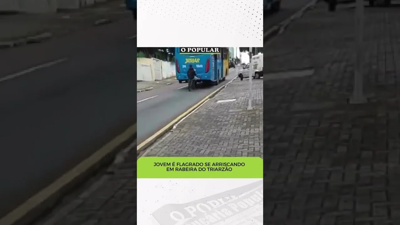 Jovem de bicicleta é flagrado na “rabeira” de um ônibus do TRIAR na tarde desta segunda-feira (10),