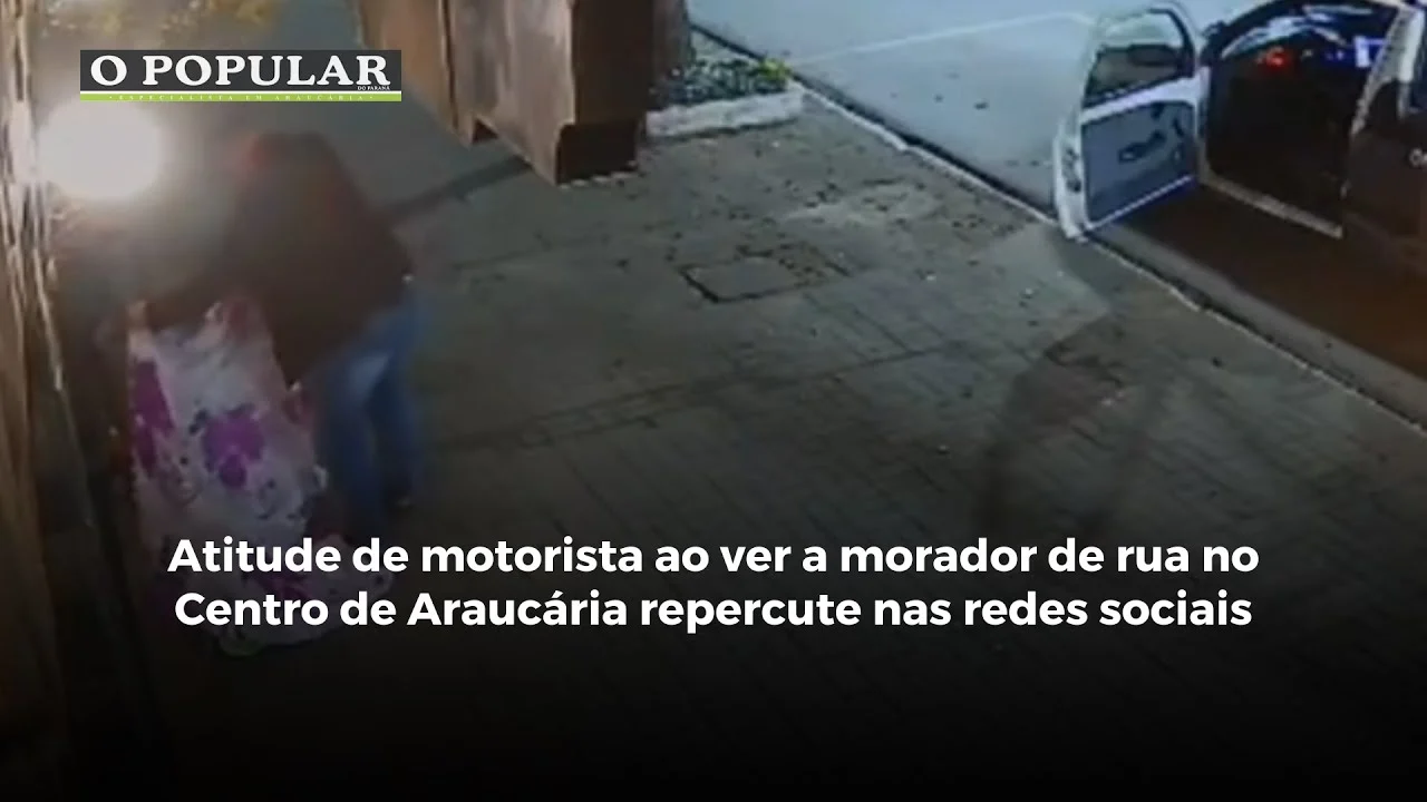 Atitude de motorista ao ver a morador de rua no Centro de Araucária repercute nas redes sociais
