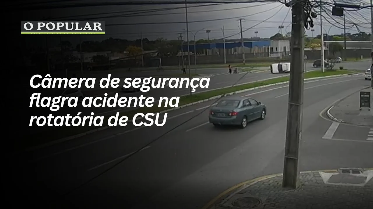 Câmera de segurança flagra acidente na rotatória de CSU