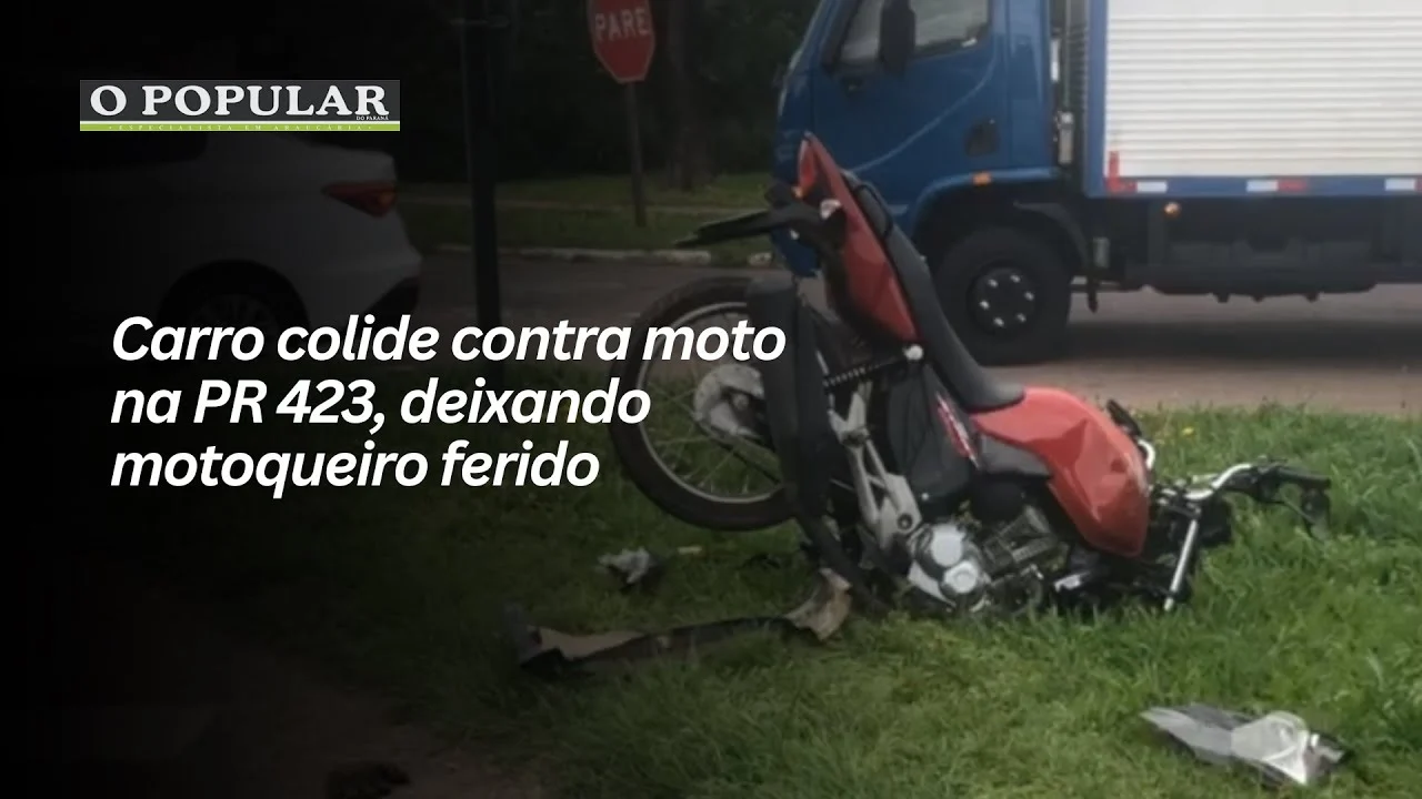 Carro colide contra moto na PR 423, deixando motoqueiro ferido