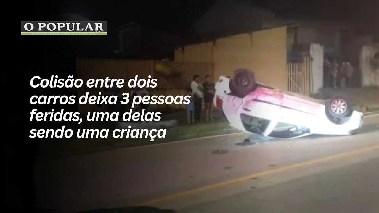 Colisão entre dois carros deixa 3 pessoas feridas, uma delas sendo uma criança