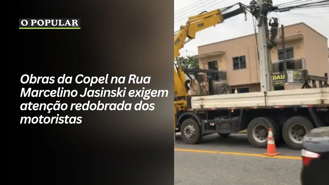 Obras da Copel na Rua Marcelino Jasinski exigem atenção redobrada dos motoristas