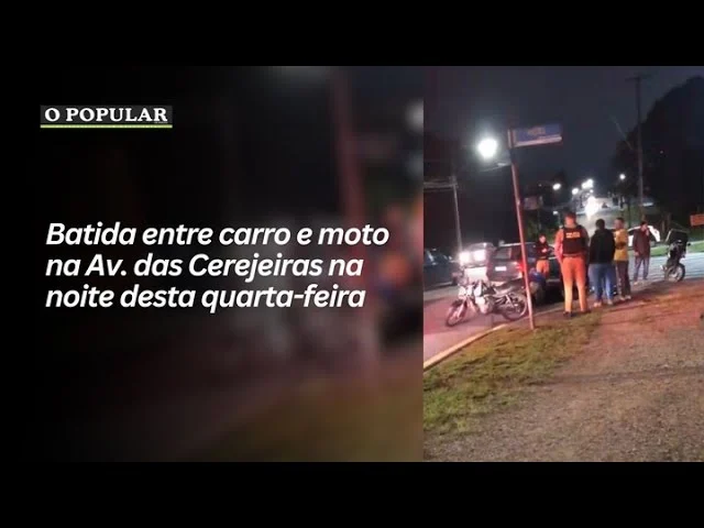 Batida entre carro e moto na Av. das Cerejeiras na noite desta quarta-feira
