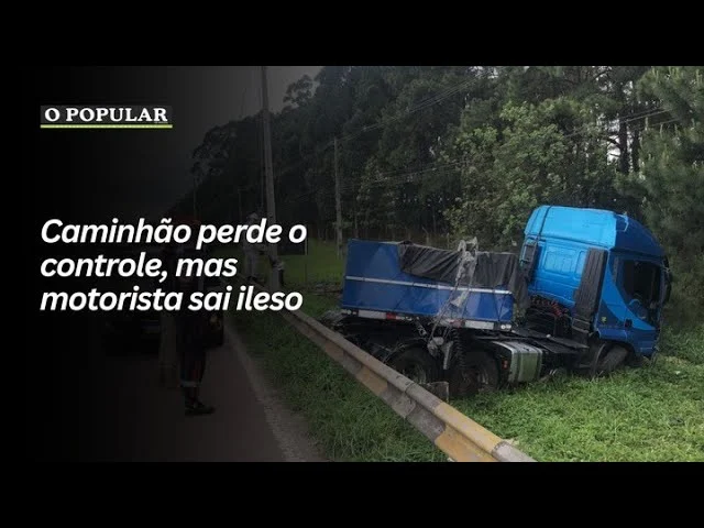 Caminhão perde o controle, mas motorista sai ileso