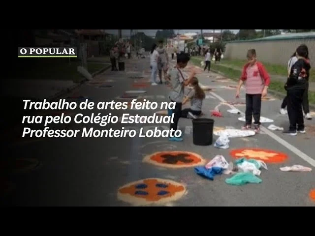 Trabalho de artes feito na rua pelo Colégio Estadual Professor Monteiro Lobato