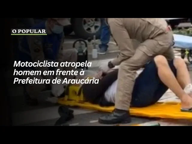 Motociclista atropela homem em frente à Prefeitura de Araucária