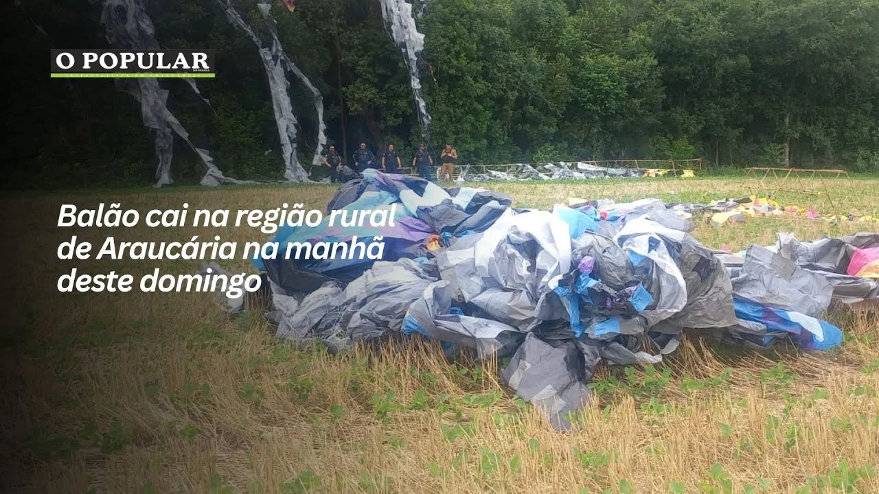 Balão cai na região rural de Araucária na manhã deste domingo