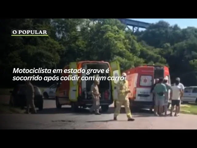 Motociclista em estado grave é socorrido após colidir com um carro