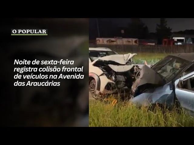 Noite de sexta-feira registra colisão frontal de veículos na Avenida das Araucárias
