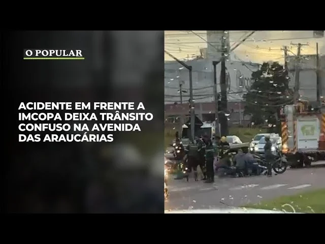Acidente em frente a Imcopa deixa trânsito confuso na Avenida das Araucárias