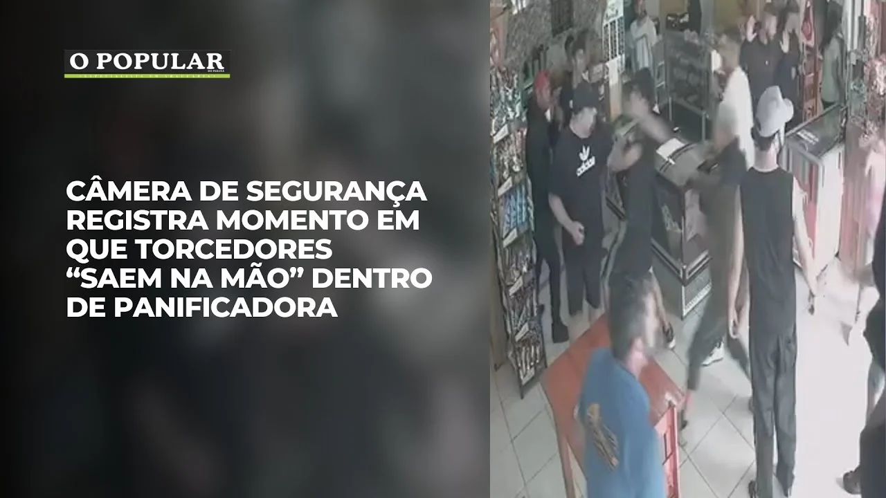 Câmera de segurança registra momento em que torcedores “saem na mão” dentro de panificadora