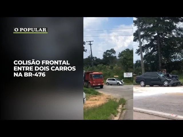 Colisão frontal entre dois carros na BR-476