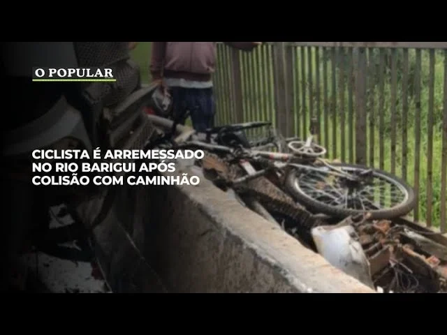 Ciclista é arremessado no Rio Barigui após colisão com caminhão