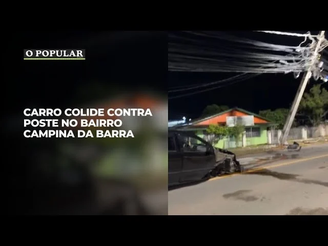 Carro colide contra poste no bairro Campina da Barra
