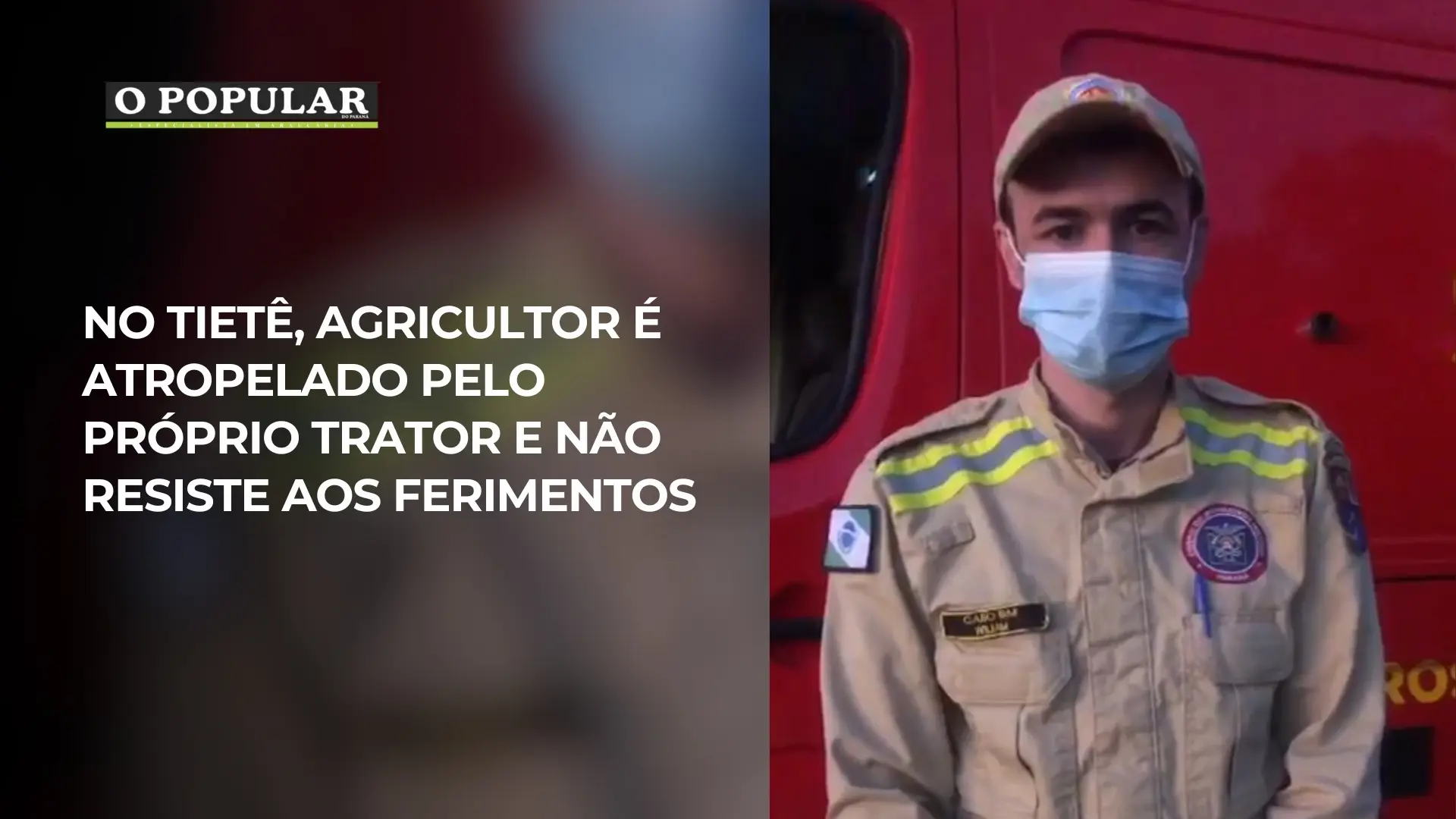 No Tietê, agricultor é atropelado pelo próprio trator e não resiste aos ferimentos