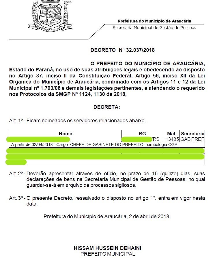 Hissam nomeou garota de programa para CC na Prefeitura