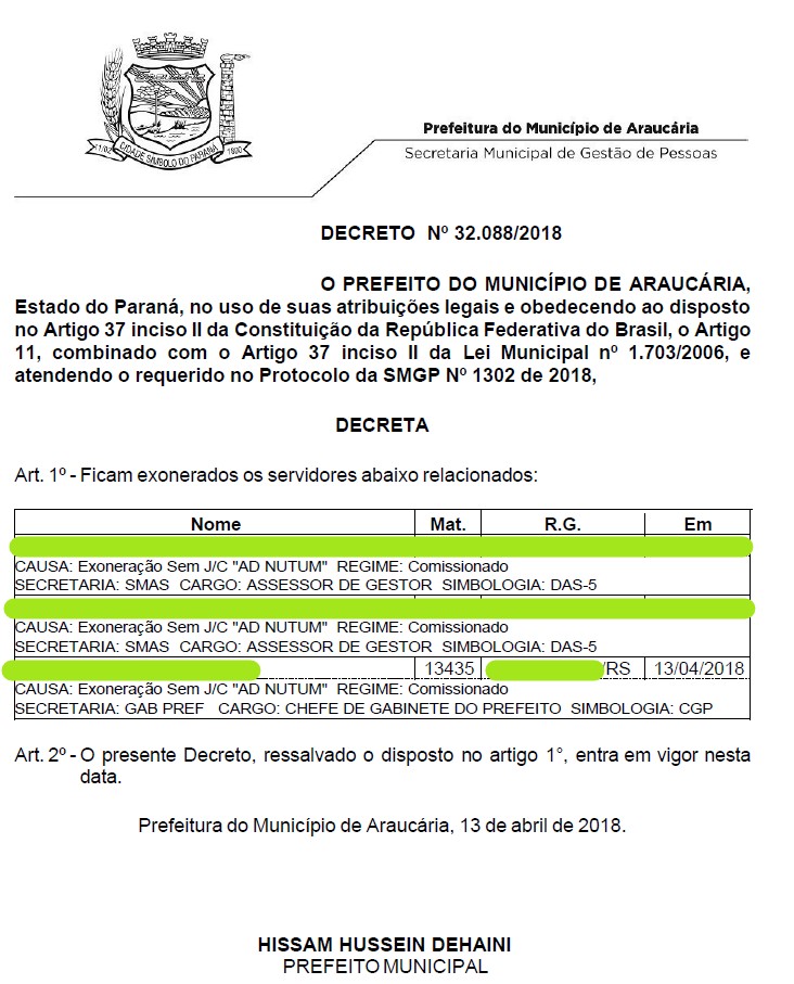 Hissam nomeou garota de programa para CC na Prefeitura