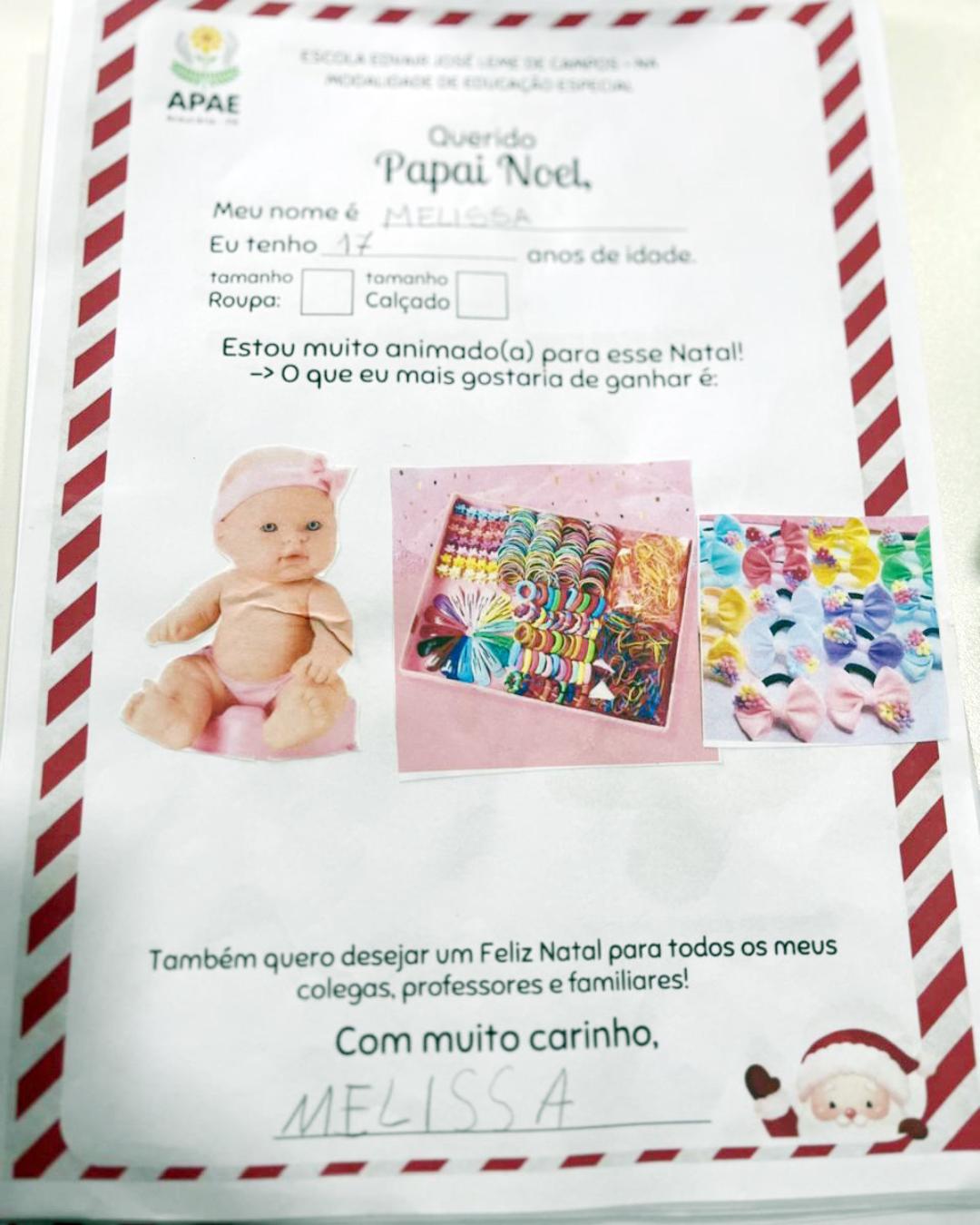 Cartinhas de Natal dos alunos da APAE Araucária precisam de padrinhos e madrinhas