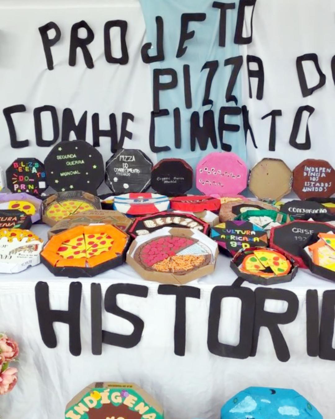 Colégio Fazenda Velha realiza exposição ‘Pizza do Conhecimento Histórico’