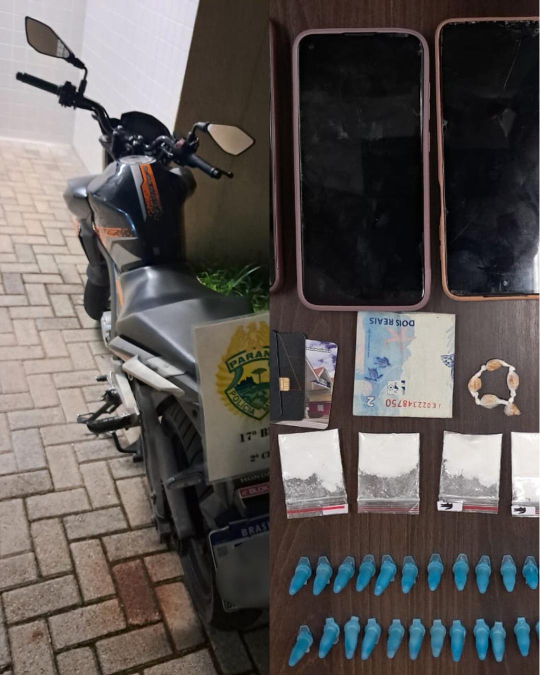 PM recupera moto roubada e prende três pessoas por tráfico no Capela Velha