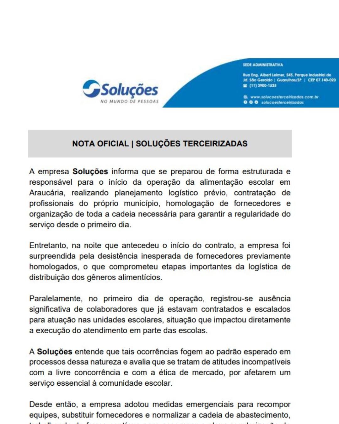 Empresa responsável pela merenda diz que foi “vítima” de fornecedores e que trabalha para normalização do serviço em escolas e Cmeis
