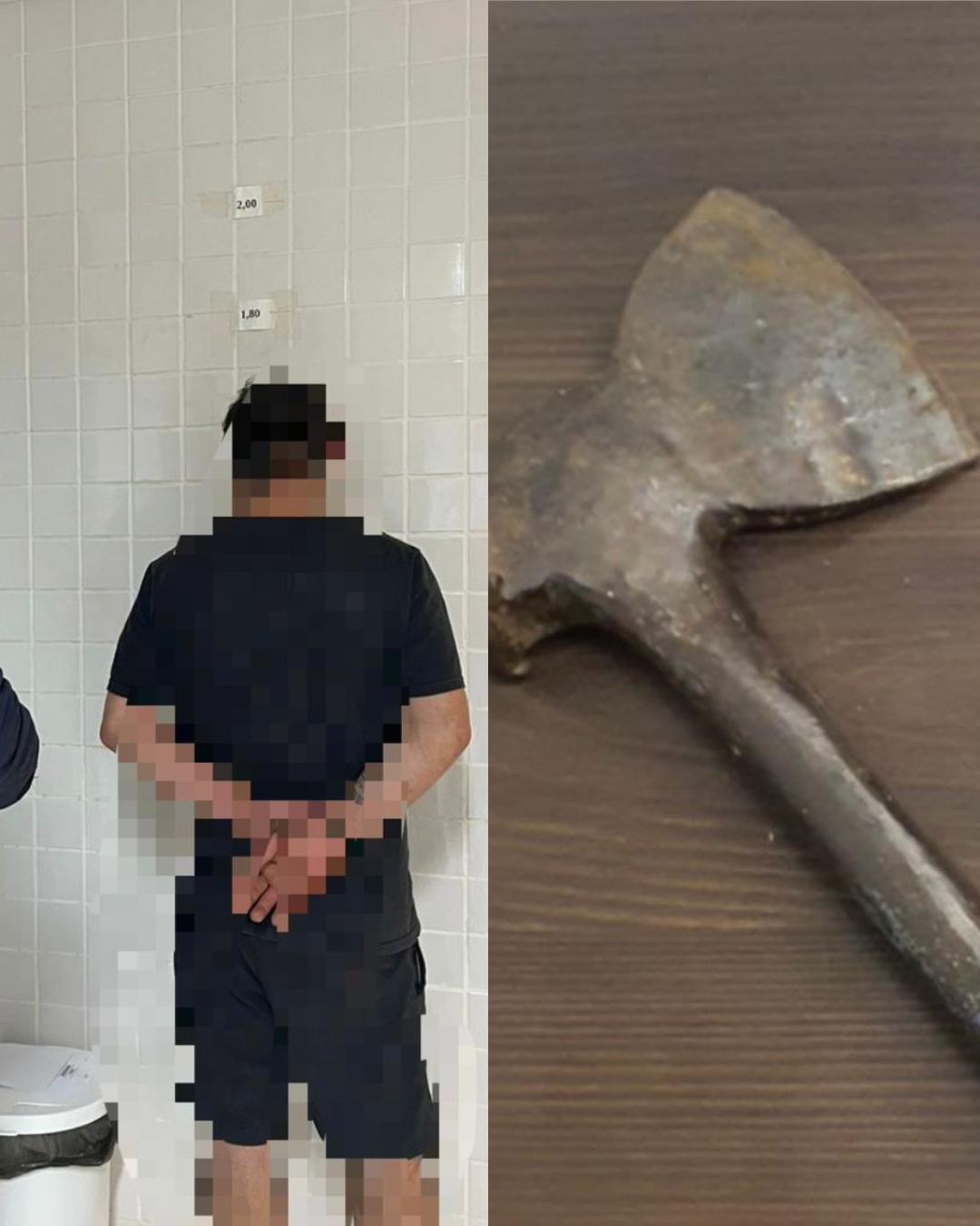 GMA prende homem que ameaçou duas mulheres e agrediu uma delas com machadinha
