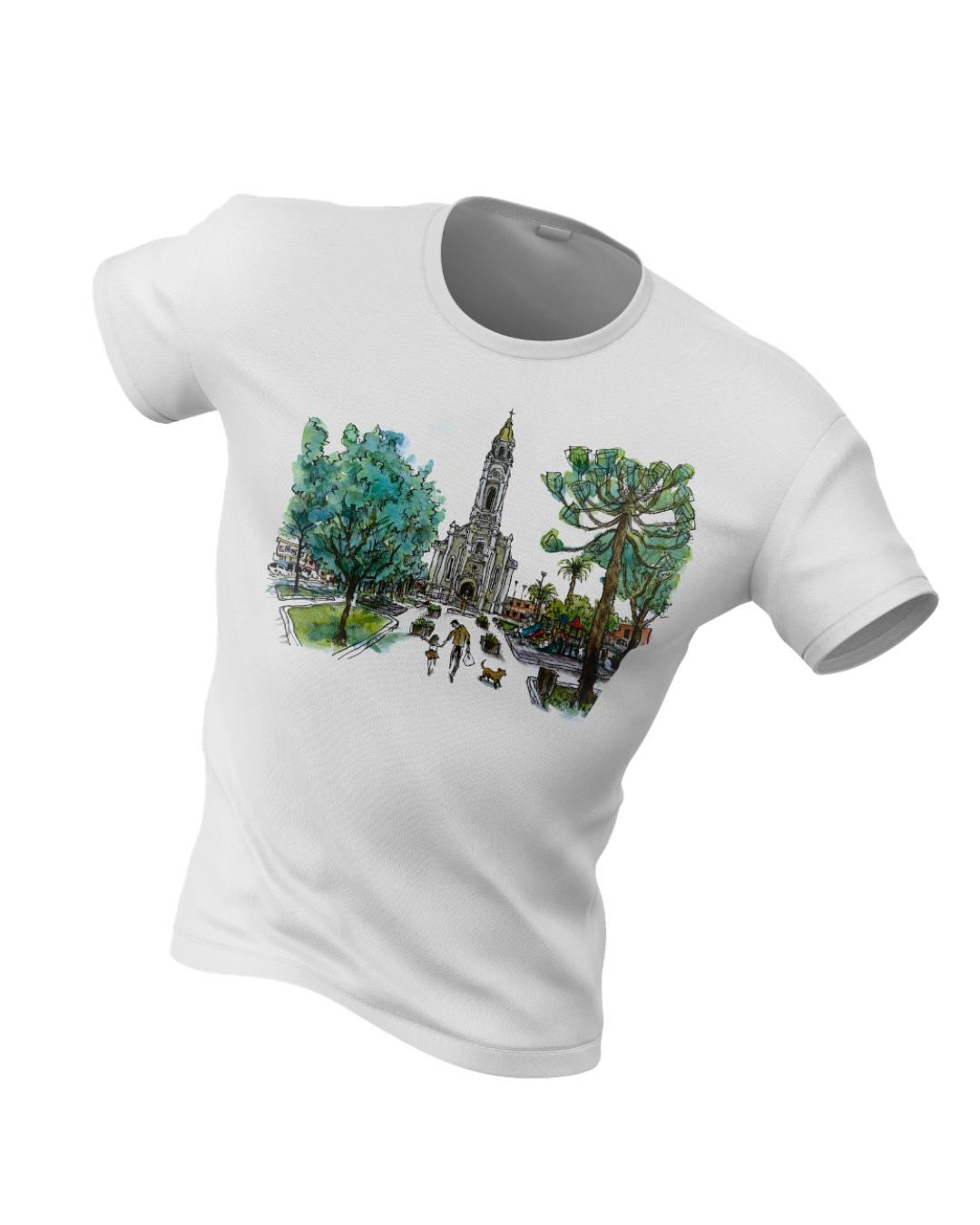Pontos históricos de Araucária viram estampas em nova coleção de camisetas
