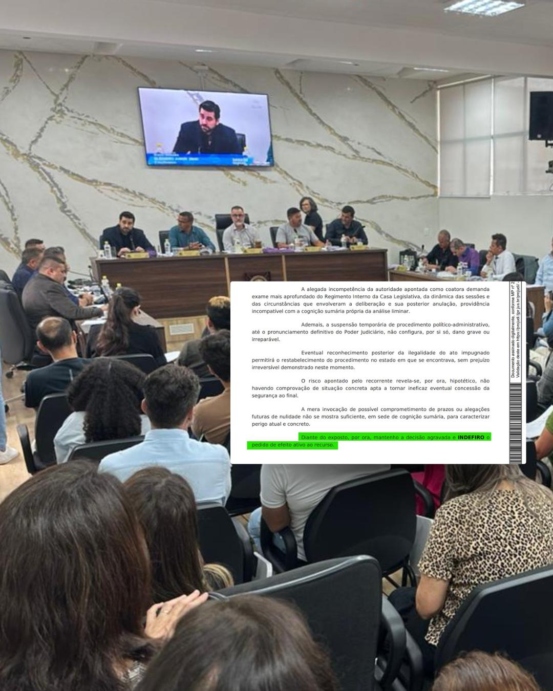 2 a 0! Tribunal de Justiça rejeita recurso e decisão do presidente da Câmara que anulou votação segue valendo