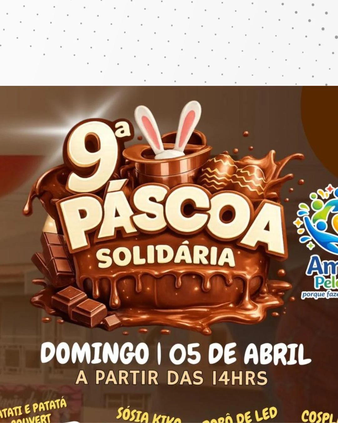 9ª Páscoa Solidária promete tarde de alegria, shows e brincadeiras no Capela Velha