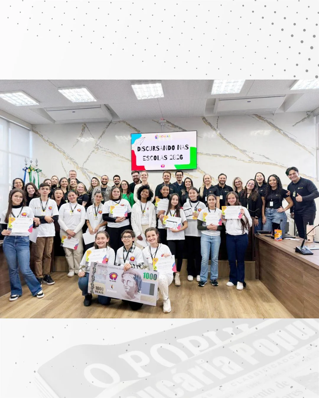 Discursando nas Escolas finaliza edição com premiação de estudantes na Câmara de Vereadores