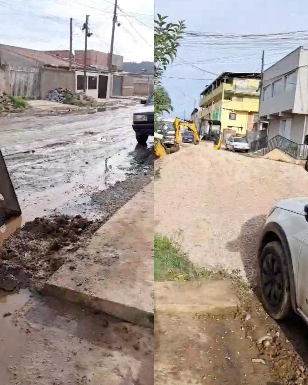 Moradores reclamam de vazamento de esgoto no Jd Israelense após serviço incompleto da Sanepar