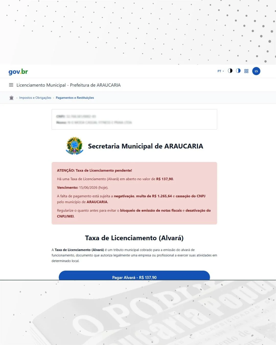 Secretaria de Finanças alerta para golpe de falsas cobranças que utilizam nomes e CNPJs dos contribuintes