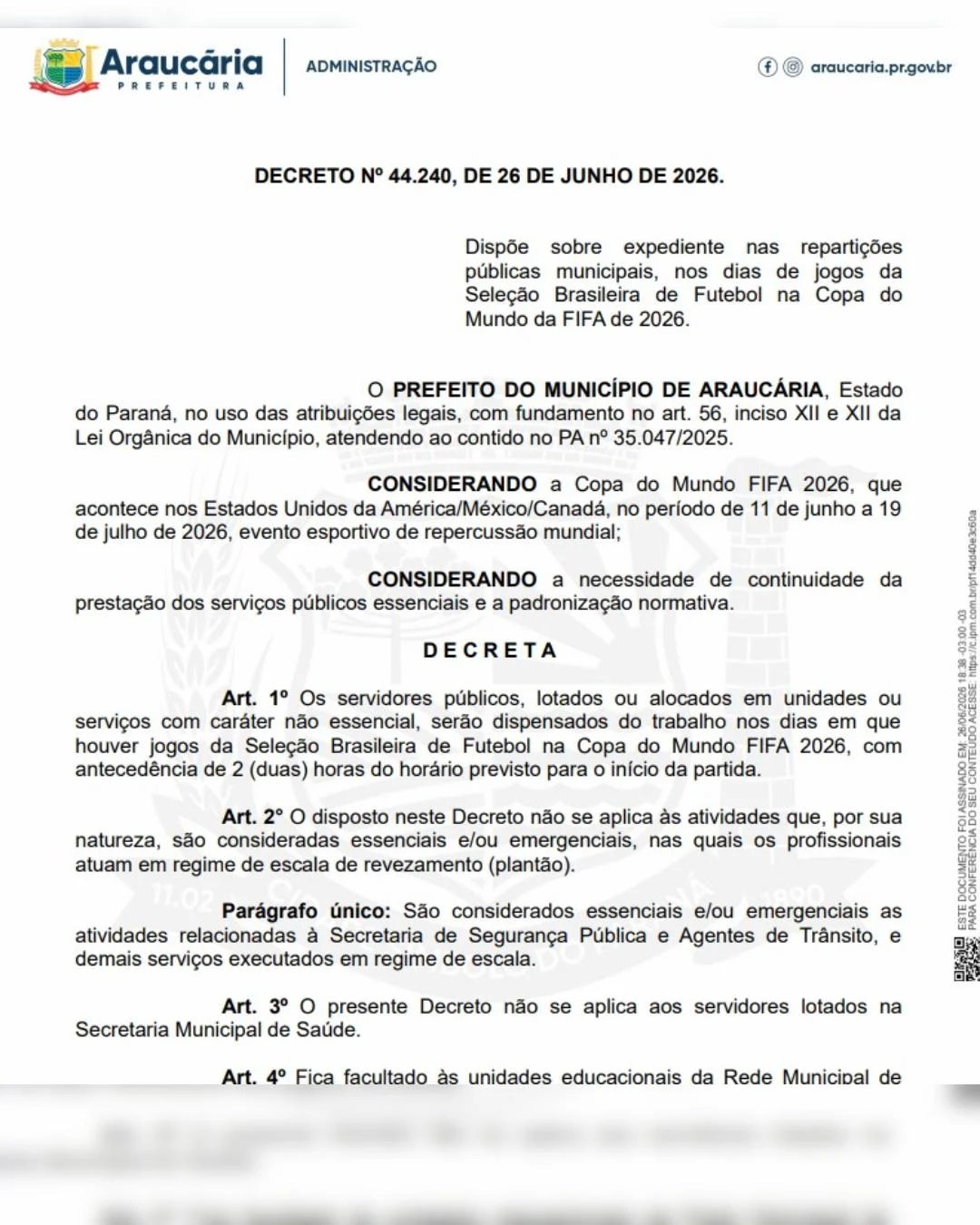 UBSs e setores da Secretaria de Saúde da Prefeitura funcionarão normalmente na segunda-feira (29), dia de jogo do Brasil