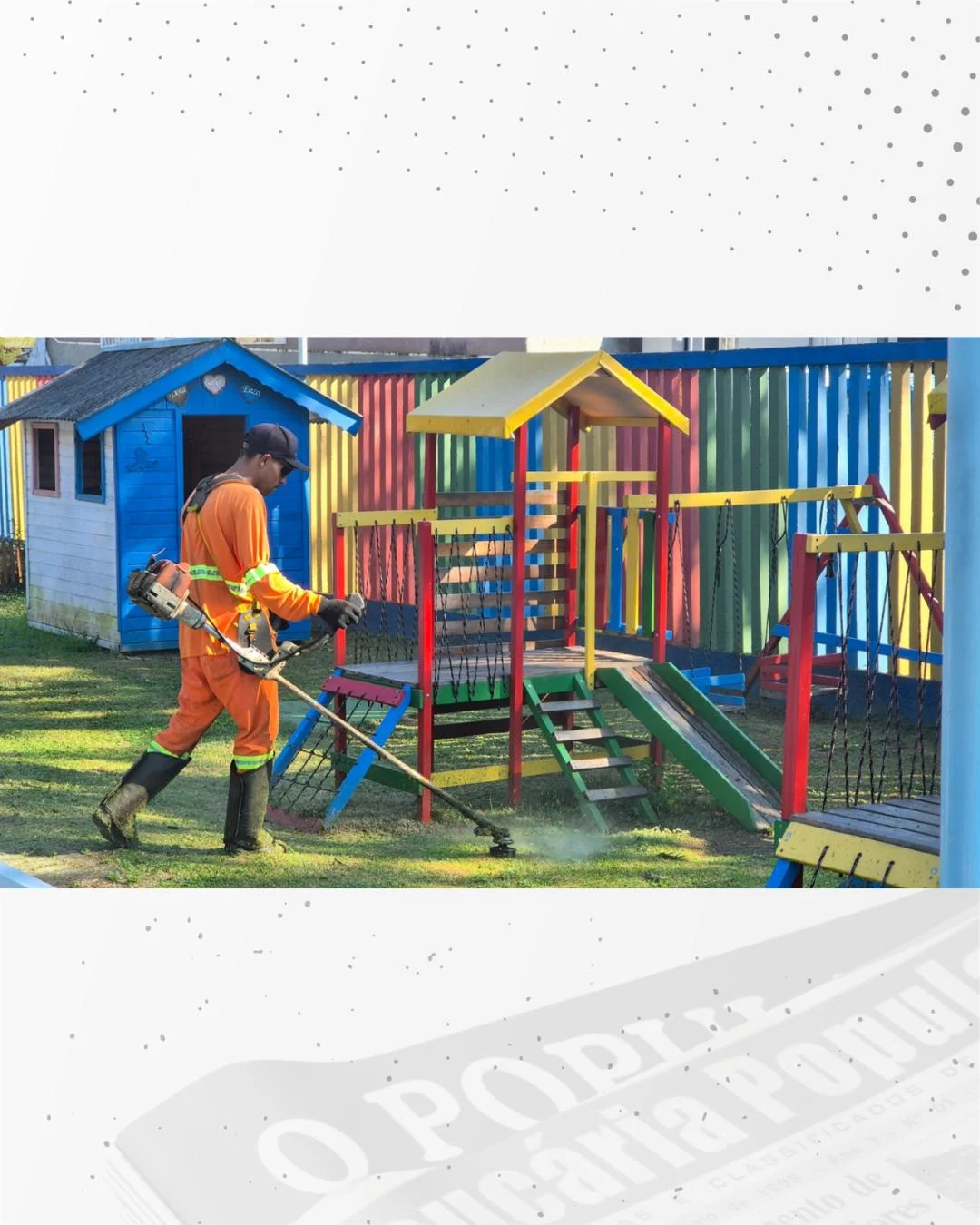 Força-tarefa garante roçada em todas as escolas e CMEIs antes da volta às aulas