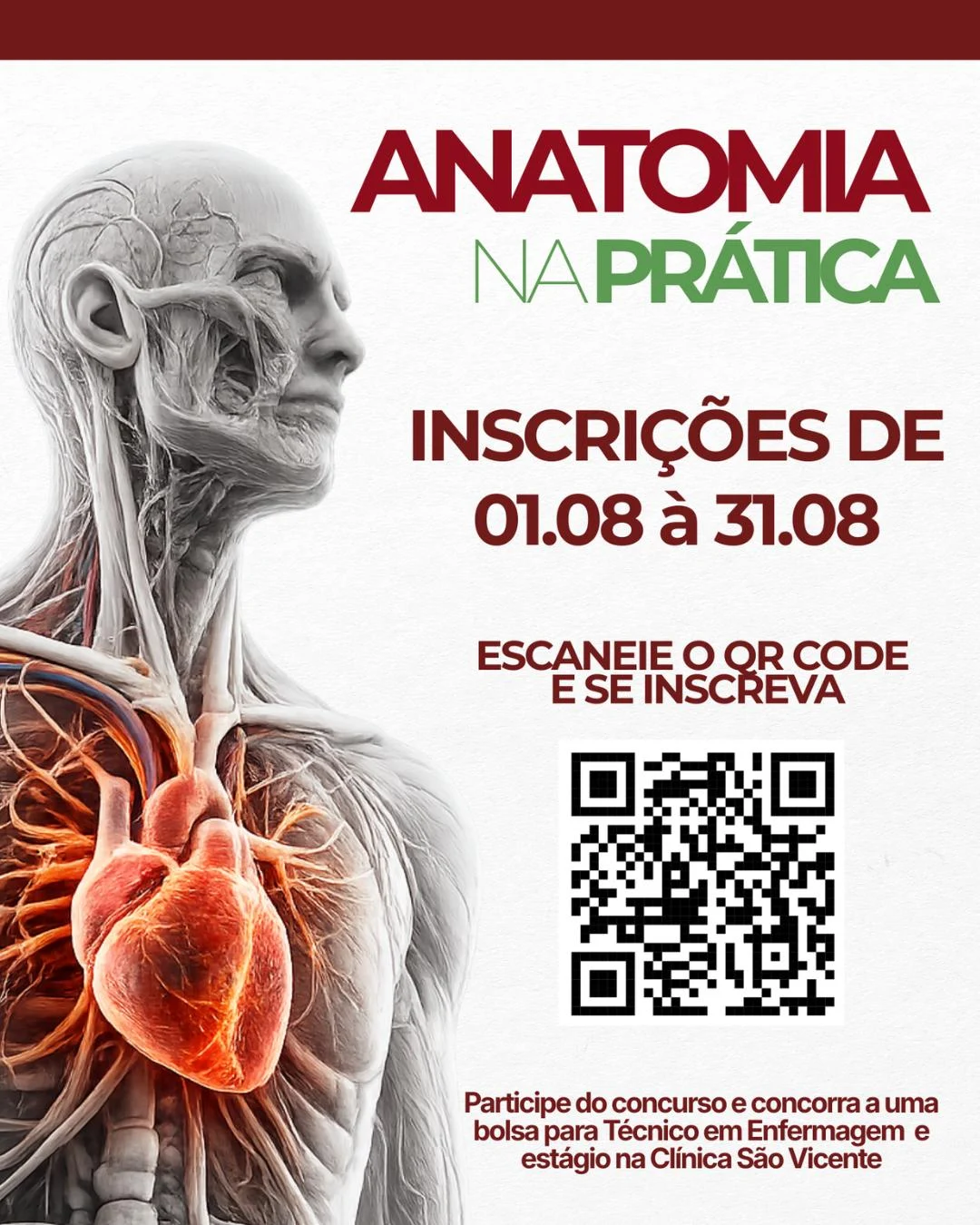 Abertas as inscrições para o concurso Anatomia na Prática. Melhores colocados ganham bolsas de estudo de Técnico de Enfermagem