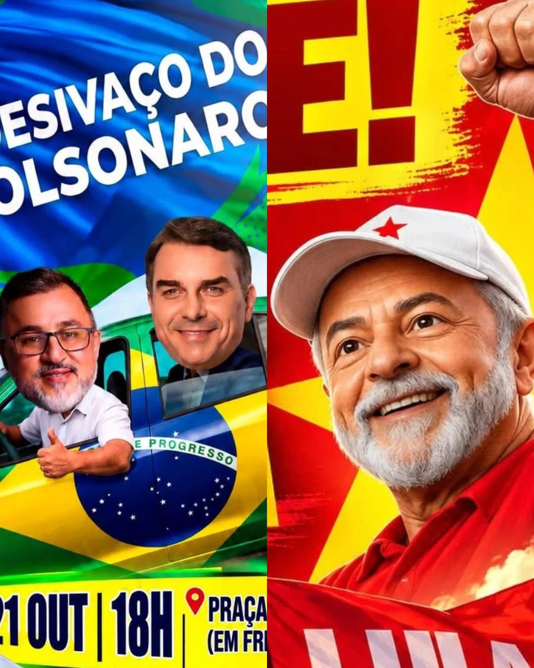 Noite de quarta-feira com atos pró-Lula e pró-Flávio em Araucária